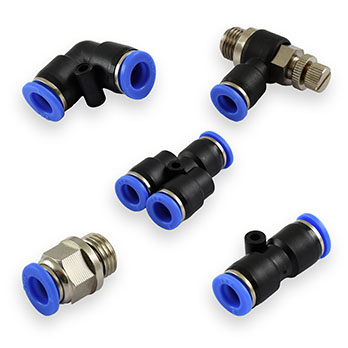 Range of lightweight polymer push-in fittings for fast and secure pneumatic tubing connections