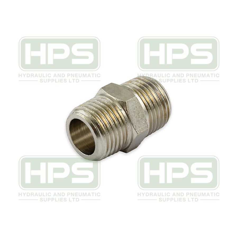 1/8&quot; x 1/8&quot; BSPT Nickel Plated Brass Hex Nipple
