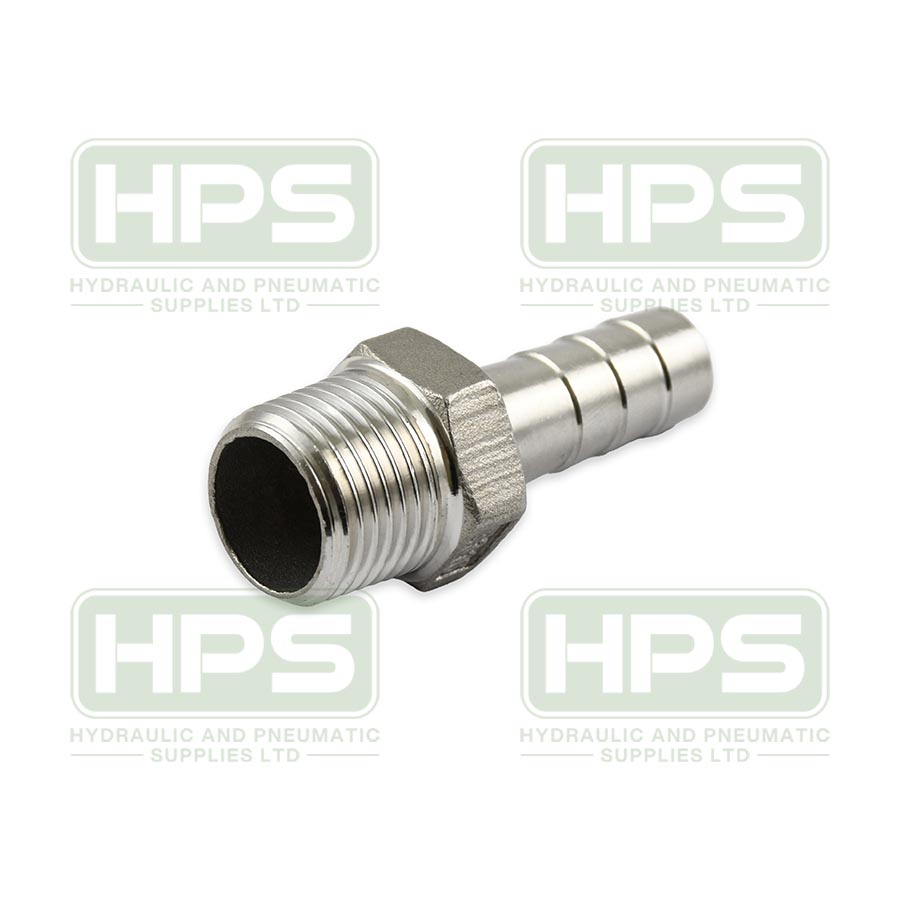 1/2&quot;BSPT MALE X 13MM ID HOSETAIL ST/ST